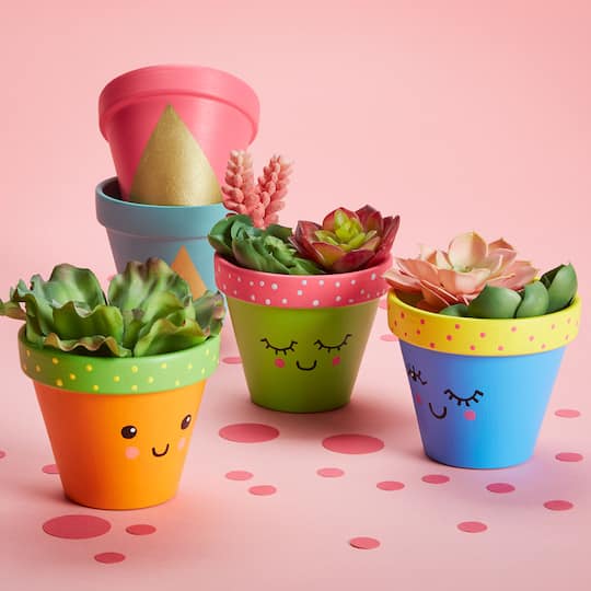Painted Kawaii Clay Pot